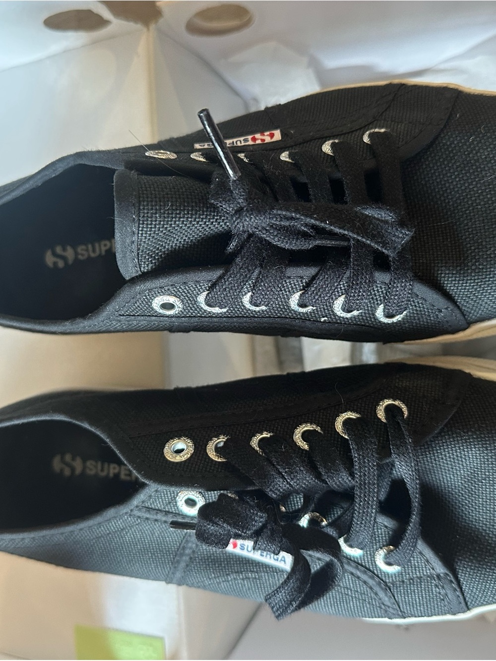 Superga Women's Classic Black Canvas platform Sneakers